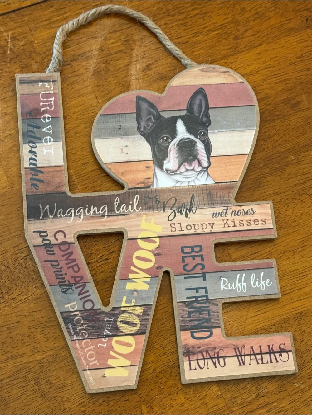Love Paw Prints Wall Sign - Rustic Multicolor Dog Decor